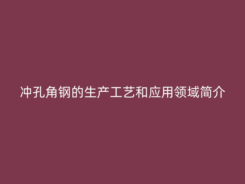 沖孔角鋼的生產(chǎn)工藝和應用領域簡介