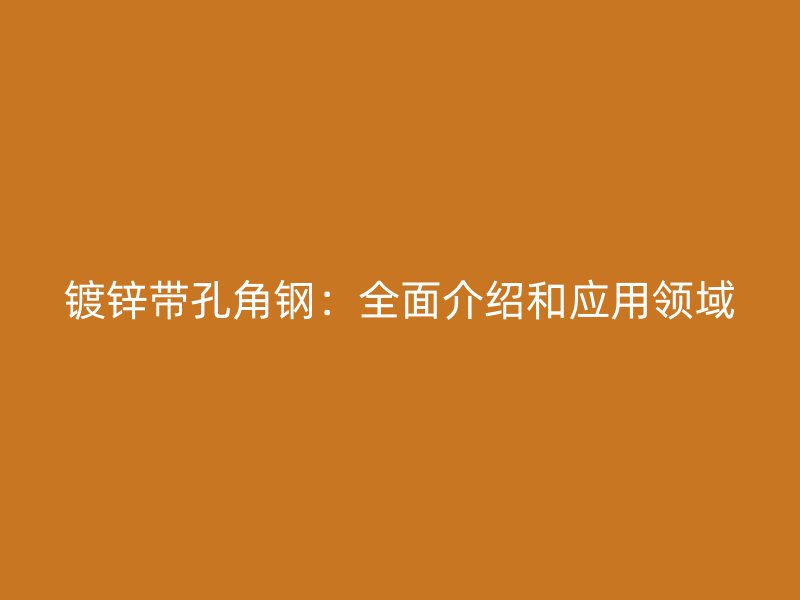 鍍鋅帶孔角鋼：全面介紹和應(yīng)用領(lǐng)域